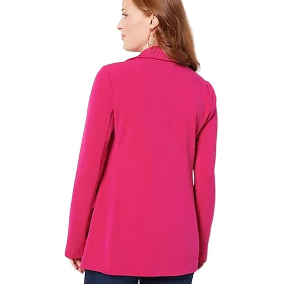 QVC Susan Graver PETITE LK Fusion Double-Breasted Blazer NWT FUSHSIA SIZE LP - Picture 2 of 10